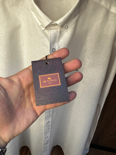 Etro Premium İthal Battal Beden Keten Gömlek