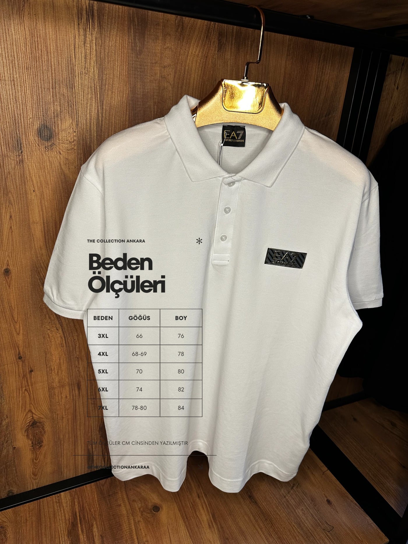 EA7 Premium İthal Battal Beden Polo Yaka T-Shirt